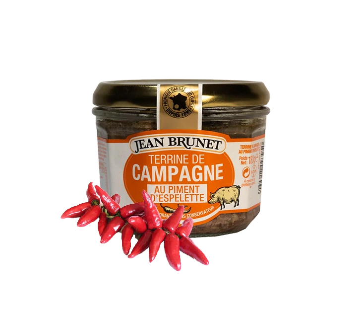Jean Brunet Farmářská paštika s pálivou paprikou Espelette, 180g